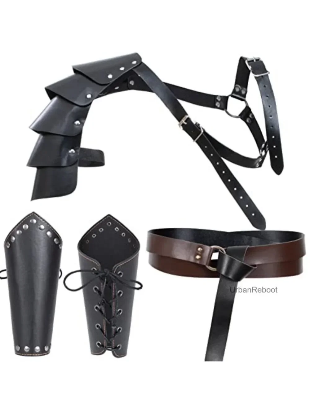 Medieval Knight Leather Belt Shawl Men Renaissance Half Shoulder Cape Scarf